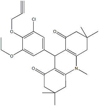 9-[3-chloro-5-ethoxy-4-(2-propynyloxy)phenyl]-3,3,6,6,10-pentamethyl-3,4,6,7,9,10-hexahydro-1,8(2H,5H)-acridinedione Structure