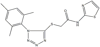 2-[(1-mesityl-1H-tetraazol-5-yl)sulfanyl]-N-(1,3-thiazol-2-yl)acetamide 구조식 이미지