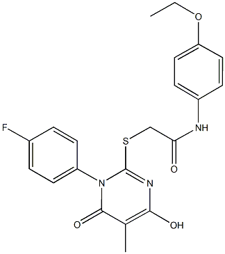 N-(4-ethoxyphenyl)-2-{[1-(4-fluorophenyl)-4-hydroxy-5-methyl-6-oxo-1,6-dihydropyrimidin-2-yl]thio}acetamide 구조식 이미지