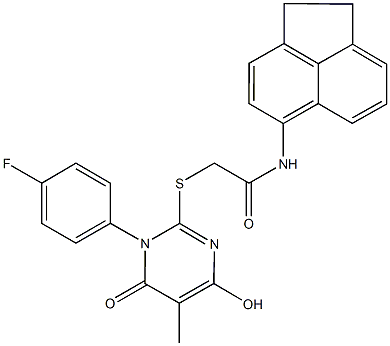 N-(1,2-dihydro-5-acenaphthylenyl)-2-{[1-(4-fluorophenyl)-4-hydroxy-5-methyl-6-oxo-1,6-dihydro-2-pyrimidinyl]sulfanyl}acetamide 구조식 이미지