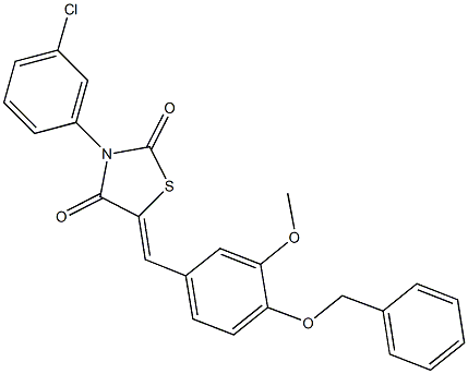 5-[4-(benzyloxy)-3-methoxybenzylidene]-3-(3-chlorophenyl)-1,3-thiazolidine-2,4-dione 구조식 이미지