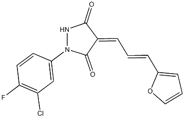 1-(3-chloro-4-fluorophenyl)-4-[3-(2-furyl)-2-propenylidene]-3,5-pyrazolidinedione 구조식 이미지