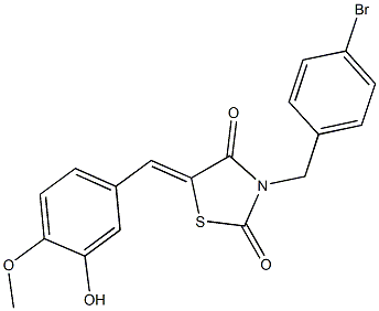 3-(4-bromobenzyl)-5-(3-hydroxy-4-methoxybenzylidene)-1,3-thiazolidine-2,4-dione 구조식 이미지