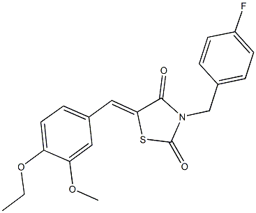 5-(4-ethoxy-3-methoxybenzylidene)-3-(4-fluorobenzyl)-1,3-thiazolidine-2,4-dione 구조식 이미지