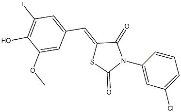 3-(3-chlorophenyl)-5-(4-hydroxy-3-iodo-5-methoxybenzylidene)-1,3-thiazolidine-2,4-dione 구조식 이미지