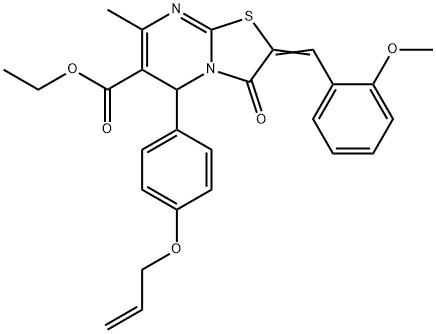 ethyl 5-[4-(allyloxy)phenyl]-2-(2-methoxybenzylidene)-7-methyl-3-oxo-2,3-dihydro-5H-[1,3]thiazolo[3,2-a]pyrimidine-6-carboxylate 구조식 이미지