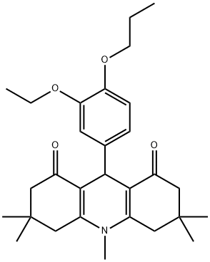 9-(3-ethoxy-4-propoxyphenyl)-3,3,6,6,10-pentamethyl-3,4,6,7,9,10-hexahydro-1,8(2H,5H)-acridinedione Structure