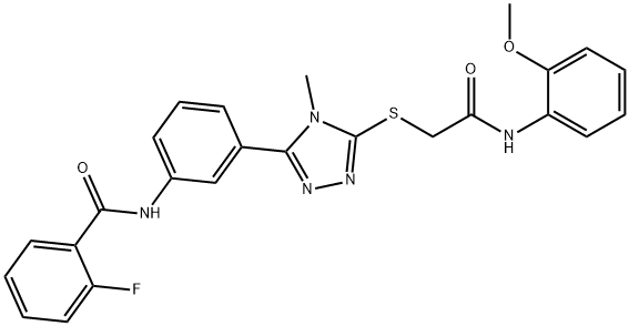 2-fluoro-N-[3-(5-{[2-(2-methoxyanilino)-2-oxoethyl]sulfanyl}-4-methyl-4H-1,2,4-triazol-3-yl)phenyl]benzamide 구조식 이미지