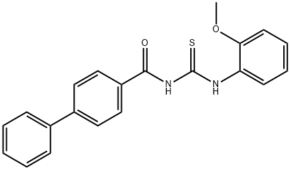 4-({[(2-methoxyanilino)carbothioyl]amino}carbonyl)-1,1'-biphenyl 구조식 이미지