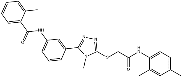 N-[3-(5-{[2-(2,4-dimethylanilino)-2-oxoethyl]sulfanyl}-4-methyl-4H-1,2,4-triazol-3-yl)phenyl]-2-methylbenzamide 구조식 이미지