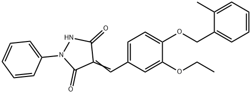 4-{3-ethoxy-4-[(2-methylbenzyl)oxy]benzylidene}-1-phenyl-3,5-pyrazolidinedione 구조식 이미지