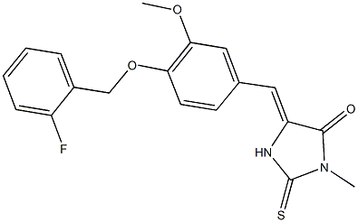 5-{4-[(2-fluorobenzyl)oxy]-3-methoxybenzylidene}-3-methyl-2-thioxo-4-imidazolidinone 구조식 이미지
