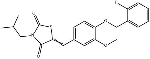 5-{4-[(2-fluorobenzyl)oxy]-3-methoxybenzylidene}-3-isobutyl-1,3-thiazolidine-2,4-dione 구조식 이미지