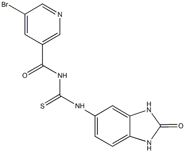 N-[(5-bromo-3-pyridinyl)carbonyl]-N'-(2-oxo-2,3-dihydro-1H-benzimidazol-5-yl)thiourea 구조식 이미지