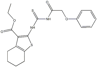 ethyl 2-({[(phenoxyacetyl)amino]carbothioyl}amino)-4,5,6,7-tetrahydro-1-benzothiophene-3-carboxylate Structure
