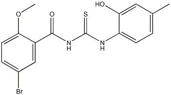 N-(5-bromo-2-methoxybenzoyl)-N'-(2-hydroxy-4-methylphenyl)thiourea Structure