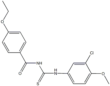 N-[3-chloro-4-(methyloxy)phenyl]-N'-{[4-(ethyloxy)phenyl]carbonyl}thiourea 구조식 이미지