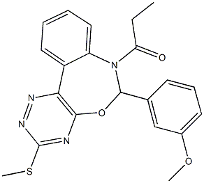 6-(3-methoxyphenyl)-3-(methylsulfanyl)-7-propionyl-6,7-dihydro[1,2,4]triazino[5,6-d][3,1]benzoxazepine 구조식 이미지
