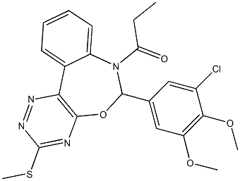 6-(3-chloro-4,5-dimethoxyphenyl)-3-(methylsulfanyl)-7-propionyl-6,7-dihydro[1,2,4]triazino[5,6-d][3,1]benzoxazepine Structure