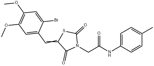 2-[5-(2-bromo-4,5-dimethoxybenzylidene)-2,4-dioxo-1,3-thiazolidin-3-yl]-N-(4-methylphenyl)acetamide 구조식 이미지