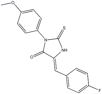 5-(4-fluorobenzylidene)-3-(4-methoxyphenyl)-2-thioxo-4-imidazolidinone Structure