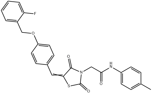 2-(5-{4-[(2-fluorobenzyl)oxy]benzylidene}-2,4-dioxo-1,3-thiazolidin-3-yl)-N-(4-methylphenyl)acetamide Structure