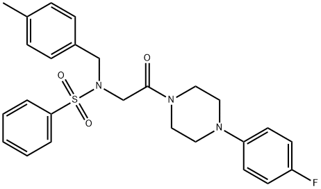 N-{2-[4-(4-fluorophenyl)-1-piperazinyl]-2-oxoethyl}-N-(4-methylbenzyl)benzenesulfonamide 구조식 이미지