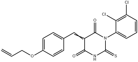 5-[4-(allyloxy)benzylidene]-1-(2,3-dichlorophenyl)-2-thioxodihydro-4,6(1H,5H)-pyrimidinedione 구조식 이미지