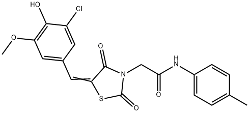 2-[5-(3-chloro-4-hydroxy-5-methoxybenzylidene)-2,4-dioxo-1,3-thiazolidin-3-yl]-N-(4-methylphenyl)acetamide 구조식 이미지