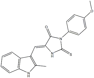 3-(4-methoxyphenyl)-5-[(2-methyl-1H-indol-3-yl)methylene]-2-thioxo-4-imidazolidinone 구조식 이미지