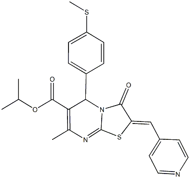 isopropyl 7-methyl-5-[4-(methylsulfanyl)phenyl]-3-oxo-2-(4-pyridinylmethylene)-2,3-dihydro-5H-[1,3]thiazolo[3,2-a]pyrimidine-6-carboxylate 구조식 이미지