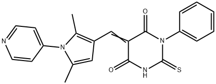 5-{[2,5-dimethyl-1-(4-pyridinyl)-1H-pyrrol-3-yl]methylene}-1-phenyl-2-thioxodihydro-4,6(1H,5H)-pyrimidinedione Structure