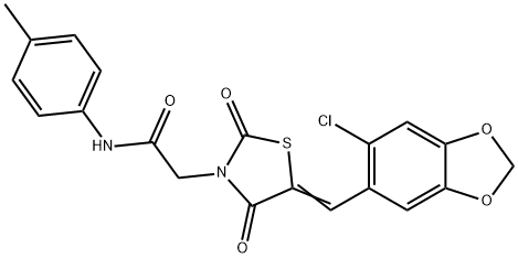 2-{5-[(6-chloro-1,3-benzodioxol-5-yl)methylene]-2,4-dioxo-1,3-thiazolidin-3-yl}-N-(4-methylphenyl)acetamide Structure