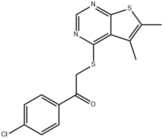 1-(4-chlorophenyl)-2-[(5,6-dimethylthieno[2,3-d]pyrimidin-4-yl)sulfanyl]ethanone Structure