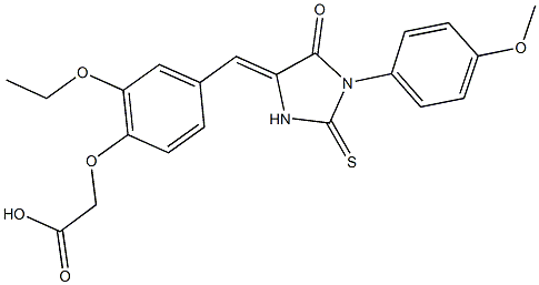 (2-ethoxy-4-{[1-(4-methoxyphenyl)-5-oxo-2-thioxo-4-imidazolidinylidene]methyl}phenoxy)acetic acid 구조식 이미지