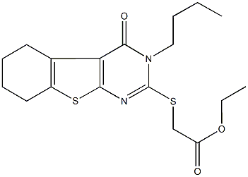 ethyl [(3-butyl-4-oxo-3,4,5,6,7,8-hexahydro[1]benzothieno[2,3-d]pyrimidin-2-yl)sulfanyl]acetate 구조식 이미지