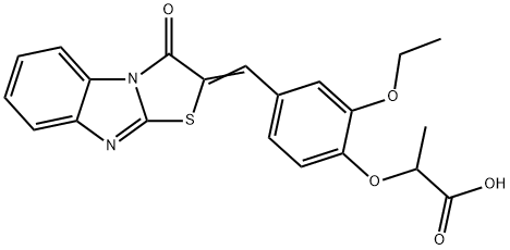 2-{2-ethoxy-4-[(3-oxo[1,3]thiazolo[3,2-a]benzimidazol-2(3H)-ylidene)methyl]phenoxy}propanoic acid 구조식 이미지