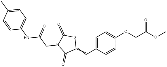 methyl [4-({2,4-dioxo-3-[2-oxo-2-(4-toluidino)ethyl]-1,3-thiazolidin-5-ylidene}methyl)phenoxy]acetate Structure