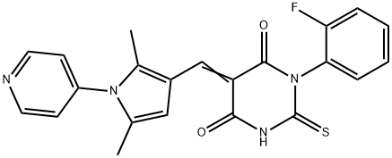 5-{[2,5-dimethyl-1-(4-pyridinyl)-1H-pyrrol-3-yl]methylene}-1-(2-fluorophenyl)-2-thioxodihydro-4,6(1H,5H)-pyrimidinedione Structure