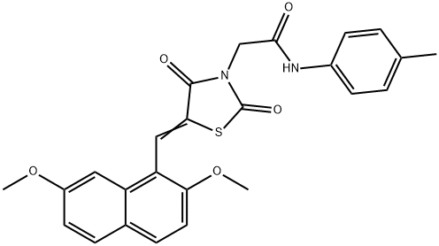 2-{5-[(2,7-dimethoxy-1-naphthyl)methylene]-2,4-dioxo-1,3-thiazolidin-3-yl}-N-(4-methylphenyl)acetamide Structure