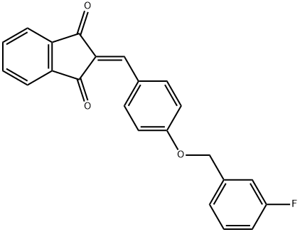 2-{4-[(3-fluorobenzyl)oxy]benzylidene}-1H-indene-1,3(2H)-dione 구조식 이미지