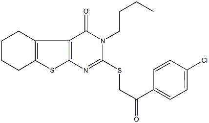 3-butyl-2-{[2-(4-chlorophenyl)-2-oxoethyl]sulfanyl}-5,6,7,8-tetrahydro[1]benzothieno[2,3-d]pyrimidin-4(3H)-one Structure