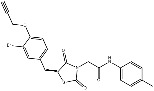 2-{5-[3-bromo-4-(2-propynyloxy)benzylidene]-2,4-dioxo-1,3-thiazolidin-3-yl}-N-(4-methylphenyl)acetamide Structure