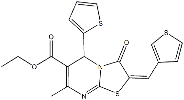 ethyl 7-methyl-3-oxo-5-(2-thienyl)-2-(3-thienylmethylene)-2,3-dihydro-5H-[1,3]thiazolo[3,2-a]pyrimidine-6-carboxylate 구조식 이미지