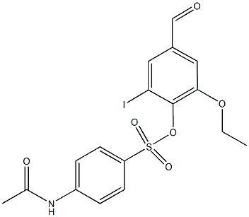 2-ethoxy-4-formyl-6-iodophenyl 4-(acetylamino)benzenesulfonate 구조식 이미지