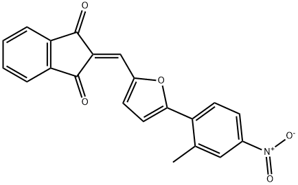 2-[(5-{4-nitro-2-methylphenyl}-2-furyl)methylene]-1H-indene-1,3(2H)-dione Structure