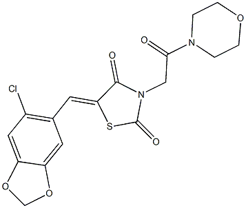 5-[(6-chloro-1,3-benzodioxol-5-yl)methylene]-3-[2-(4-morpholinyl)-2-oxoethyl]-1,3-thiazolidine-2,4-dione Structure