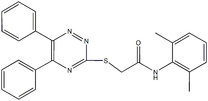 N-(2,6-dimethylphenyl)-2-[(5,6-diphenyl-1,2,4-triazin-3-yl)sulfanyl]acetamide 구조식 이미지