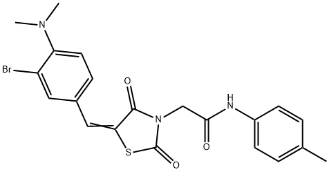 2-{5-[3-bromo-4-(dimethylamino)benzylidene]-2,4-dioxo-1,3-thiazolidin-3-yl}-N-(4-methylphenyl)acetamide Structure