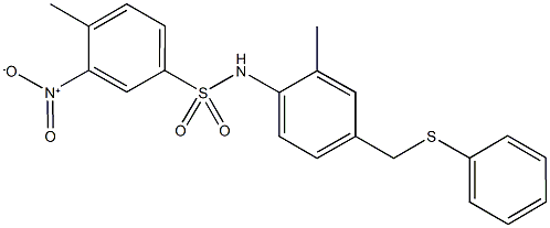 3-nitro-4-methyl-N-{2-methyl-4-[(phenylsulfanyl)methyl]phenyl}benzenesulfonamide 구조식 이미지